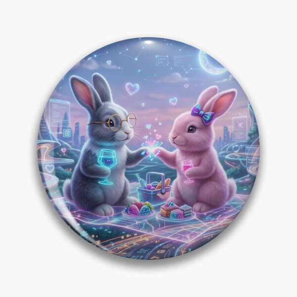 Item preview, Cyberpunk Bunny Date: Neon Picnic in a Futuristic City designed and sold by lovelistivkaa.