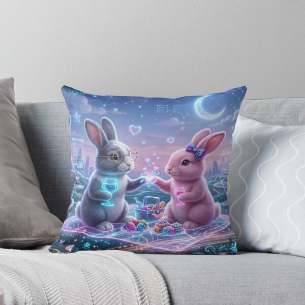 Item preview, Cyberpunk Bunny Date: Neon Picnic in a Futuristic City designed and sold by lovelistivkaa.