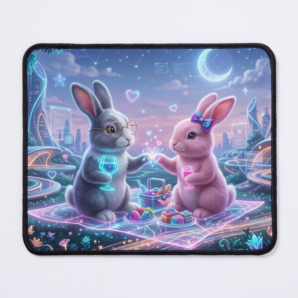 Item preview, Cyberpunk Bunny Date: Neon Picnic in a Futuristic City designed and sold by lovelistivkaa.