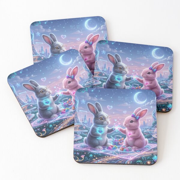 Item preview, Cyberpunk Bunny Date: Neon Picnic in a Futuristic City designed and sold by lovelistivkaa.
