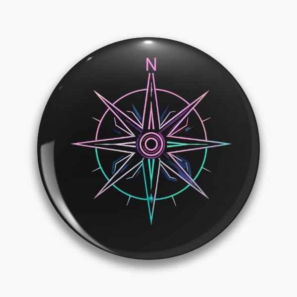 Item preview, Neon Compass  Minimalist Find Your Way Synthwave Art Opis: designed and sold by RetroWaveArtCo.