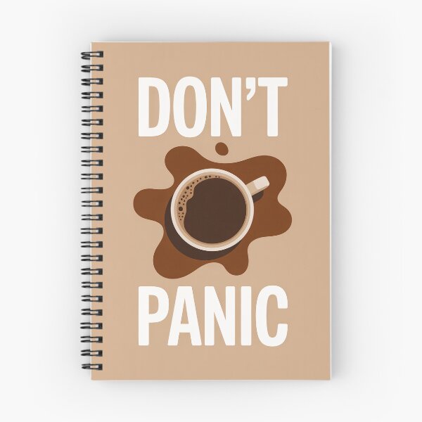 Item preview, Spilled cup of coffee and the text “Don’t panic” designed and sold by GiriaGallery.