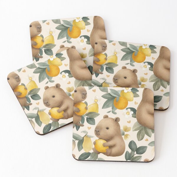 Item preview, Lemon Capybara Nursery Watercolor Pattern designed and sold by MegaNovaArt.