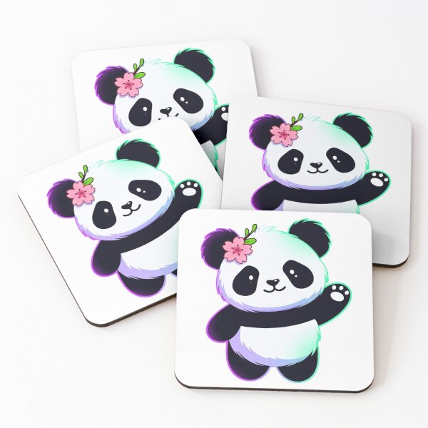 Item preview, Cute Panda with Cherry Blossom Neon Glow Waving designed and sold by ExploreAura Studio.
