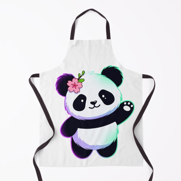 Item preview, Cute Panda with Cherry Blossom Neon Glow Waving designed and sold by ExploreAura Studio.