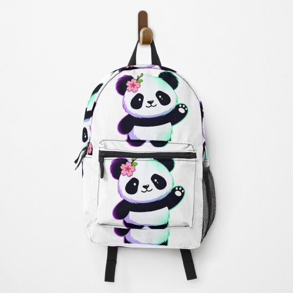 Item preview, Cute Panda with Cherry Blossom Neon Glow Waving designed and sold by ExploreAura Studio.