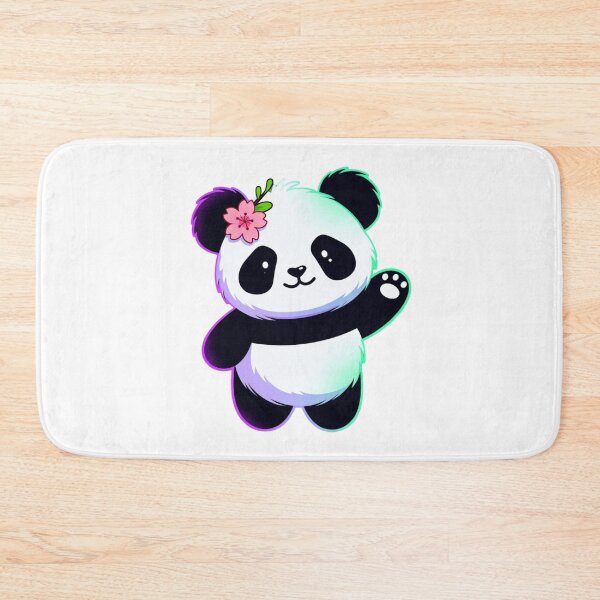 Item preview, Cute Panda with Cherry Blossom Neon Glow Waving designed and sold by ExploreAura Studio.