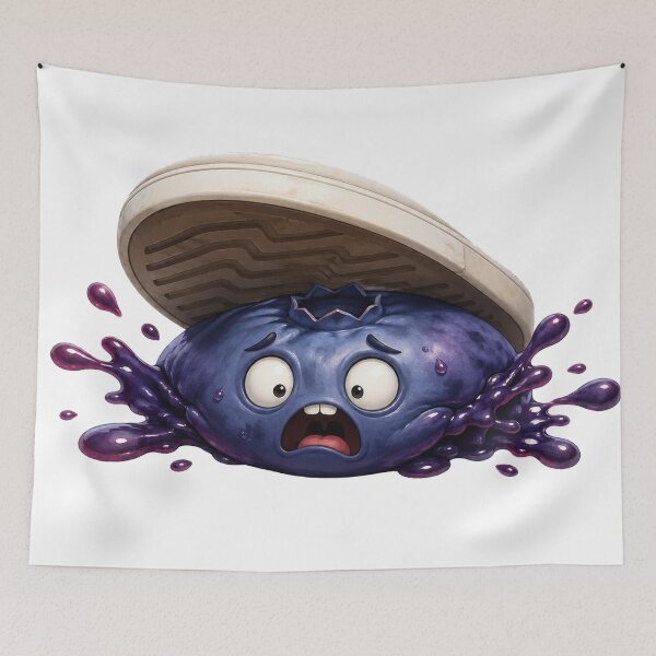 Item preview, Funny Scared Blueberry Getting Squashed by Shoe designed and sold by jgvisualarts.