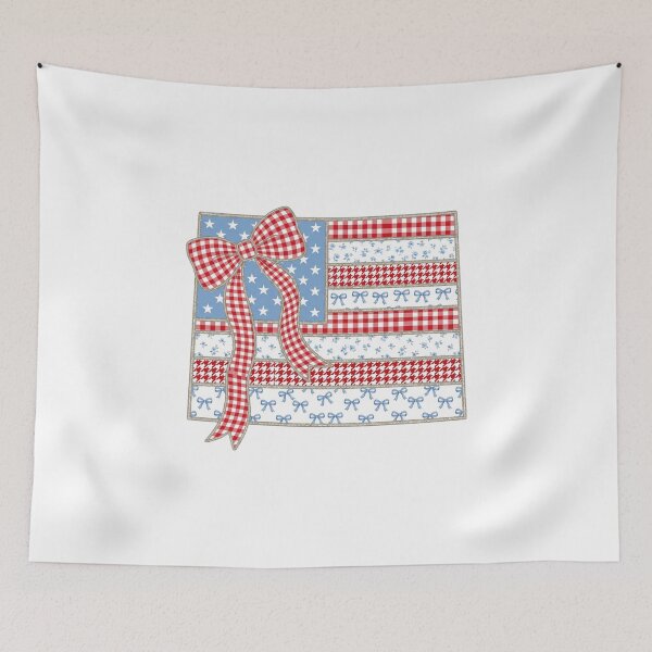 Item preview, Cute Patriotic Wyoming Map with Red Gingham Bow designed and sold by Paper Drip.