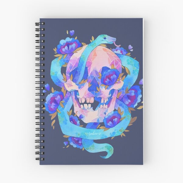 Aperçu de l'œuvre Dessin Aquarelle Crâne et Fleurs - Bleu créée et vendue par Isa-bee.