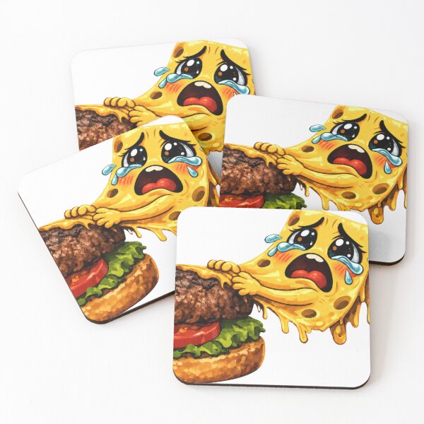 Item preview, Crying Pizza Eating a Burger Funny Kawaii Food Art designed and sold by jgvisualarts.