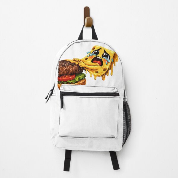 Item preview, Crying Pizza Eating a Burger Funny Kawaii Food Art designed and sold by jgvisualarts.