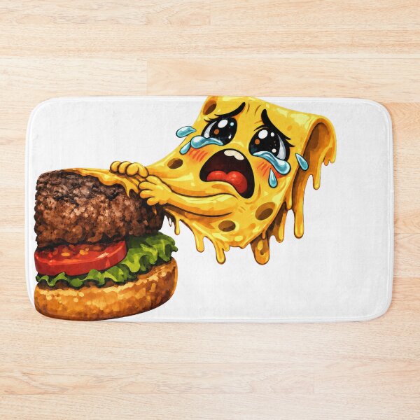 Item preview, Crying Pizza Eating a Burger Funny Kawaii Food Art designed and sold by jgvisualarts.