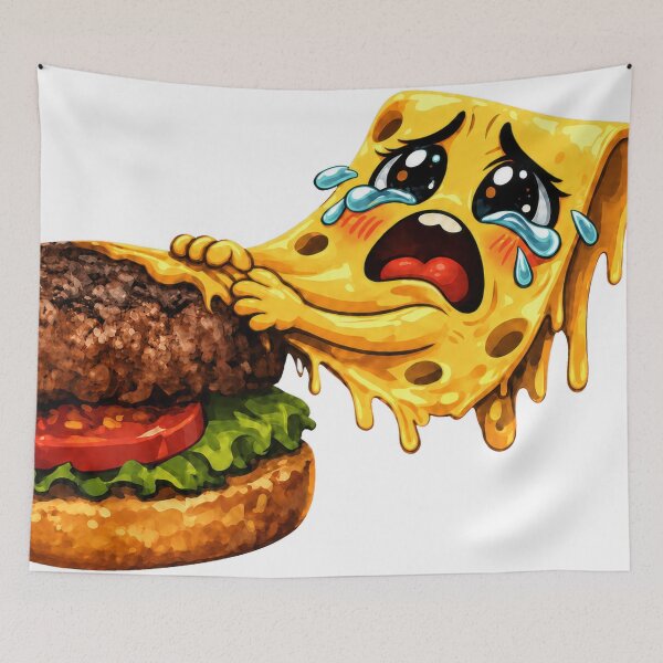 Item preview, Crying Pizza Eating a Burger Funny Kawaii Food Art designed and sold by jgvisualarts.
