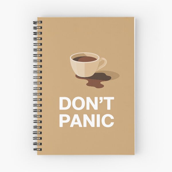 Item preview, Spilled cup of coffee and the text “Don’t panic” designed and sold by GiriaGallery.