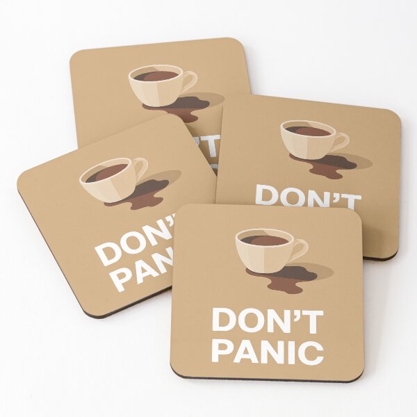 Item preview, Spilled cup of coffee and the text “Don’t panic” designed and sold by GiriaGallery.