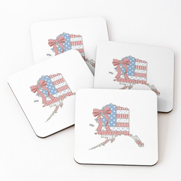 Item preview, Cute Patriotic Alaska Map with Red Gingham Bow designed and sold by Paper Drip.