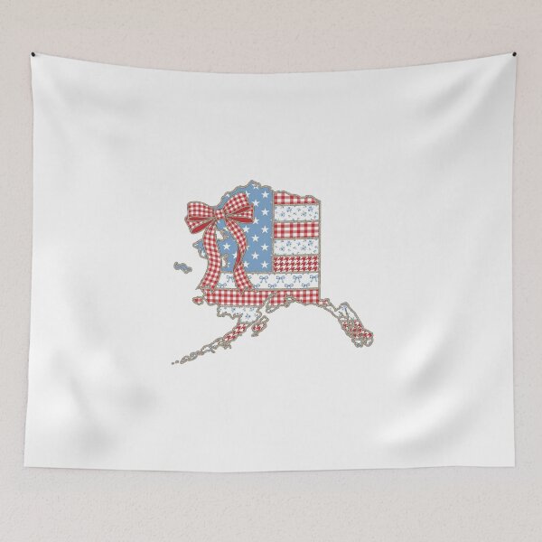 Item preview, Cute Patriotic Alaska Map with Red Gingham Bow designed and sold by Paper Drip.