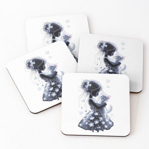 Item preview, Ethereal Girl and Kitten - Glowing Dreamy Fantasy Art designed and sold by Pani Kara.