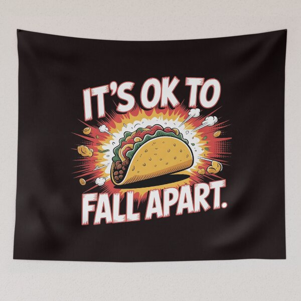 Item preview, It's Ok to Fall Apart Taco – Mental Health Taco Lover Sticker Design designed and sold by Redgiant87x.