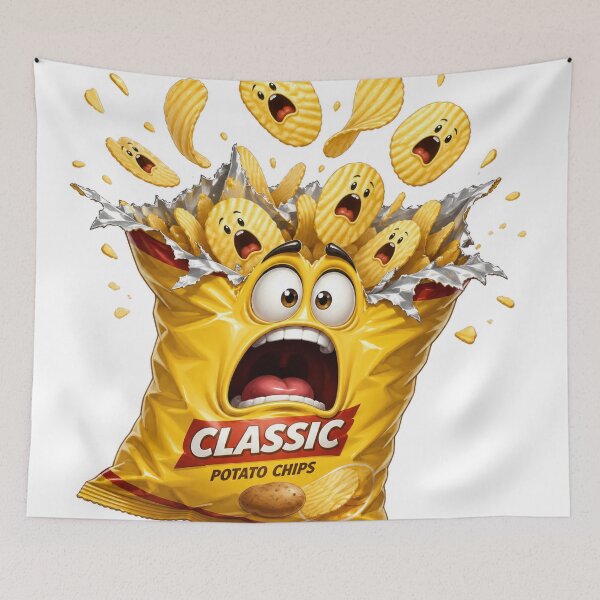 Item preview, Classic Potato Chips Funny Screaming Cartoon Bag designed and sold by jgvisualarts.