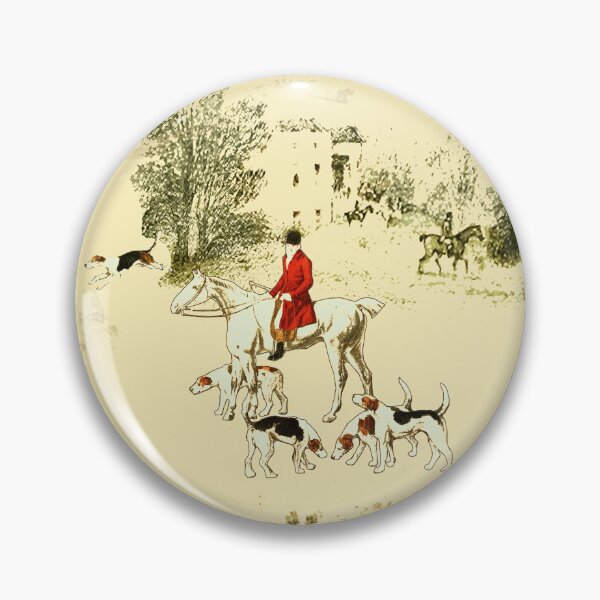 Item preview, Vintage English Country Hunting Horse Riders Hounds Beige designed and sold by tanjica.