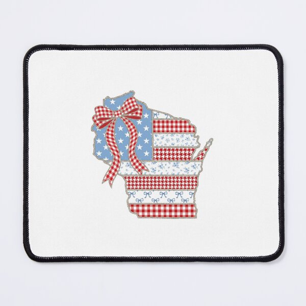 Item preview, Cute Patriotic Wisconsin Map with Red Gingham Bow designed and sold by Paper Drip.