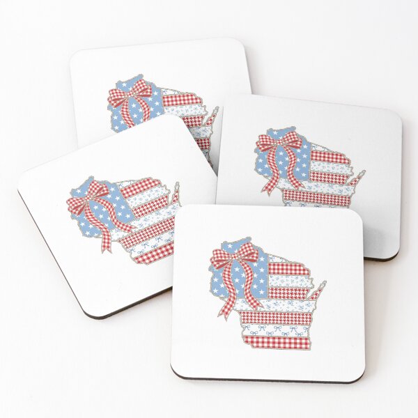 Item preview, Cute Patriotic Wisconsin Map with Red Gingham Bow designed and sold by Paper Drip.