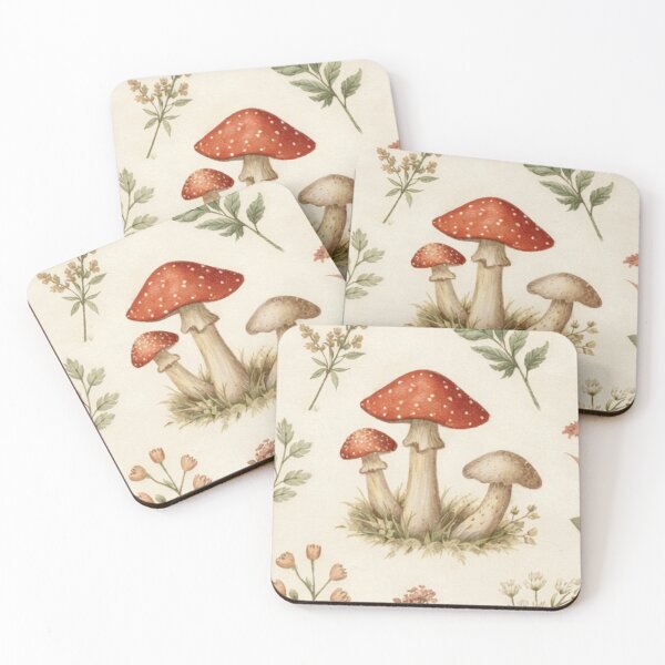 Item preview, Cottagecore Mushroom Botanical Pattern designed and sold by ArtDesignRemix.
