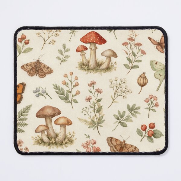 Item preview, Cottagecore Mushroom Botanical Pattern designed and sold by ArtDesignRemix.