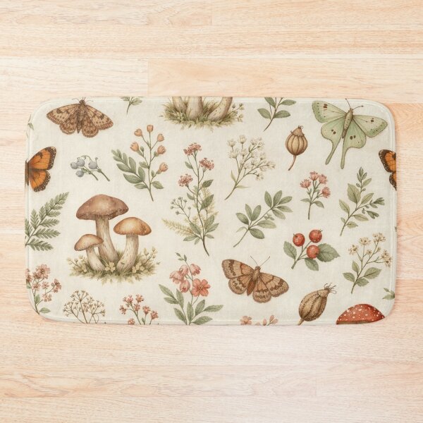 Item preview, Cottagecore Mushroom Botanical Pattern designed and sold by ArtDesignRemix.