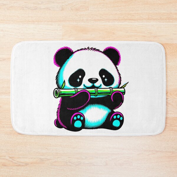 Item preview, Cute Neon Kawaii Panda Eating Bamboo Sparkle Eyes designed and sold by ExploreAura Studio.