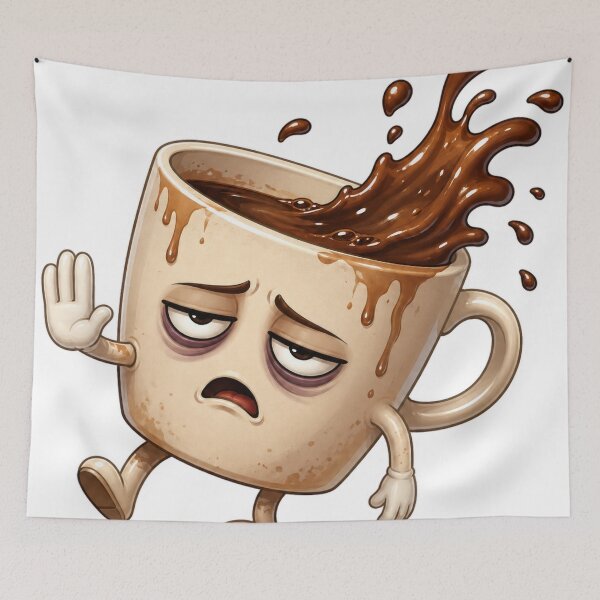 Item preview, Grumpy Coffee Cup Cartoon Character with Splash designed and sold by jgvisualarts.