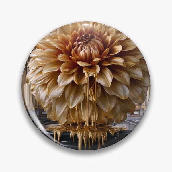 Item preview, Molten Dahlia Majesty – Rococo Punk Golden Floral Art designed and sold by VelvetThornsArt.