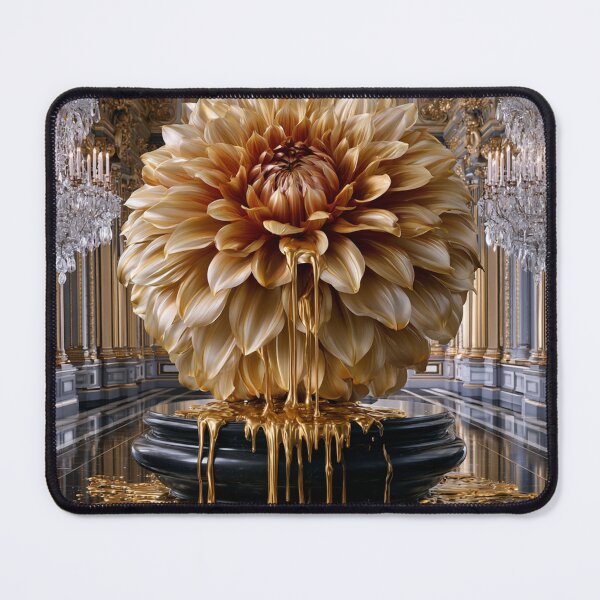 Item preview, Molten Dahlia Majesty – Rococo Punk Golden Floral Art designed and sold by VelvetThornsArt.