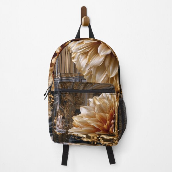 Item preview, Molten Dahlia Majesty – Rococo Punk Golden Floral Art designed and sold by VelvetThornsArt.
