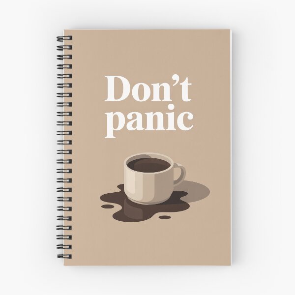 Item preview, Spilled cup of coffee and the text “Don’t panic” designed and sold by GiriaGallery.