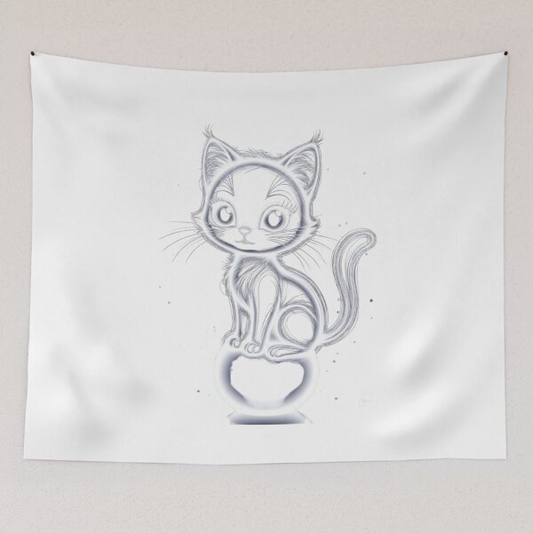 Item preview, Ethereal Glowing Kitten on a Crystal Ball - Magical Feline Art designed and sold by Pani Kara.