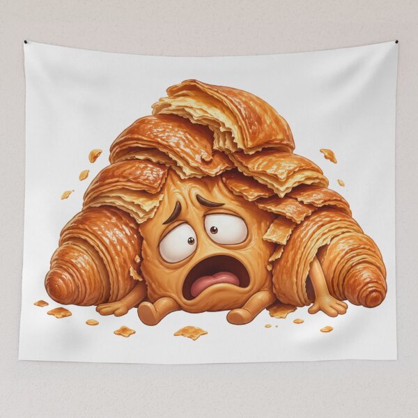 Item preview, Shocked Cartoon Croissant Funny Food Character designed and sold by jgvisualarts.