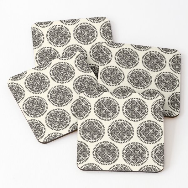 Item preview, Shadow Medallion – Elegant Geometric Pattern with Monochrome Optical Detail designed and sold by Helmina Groper.