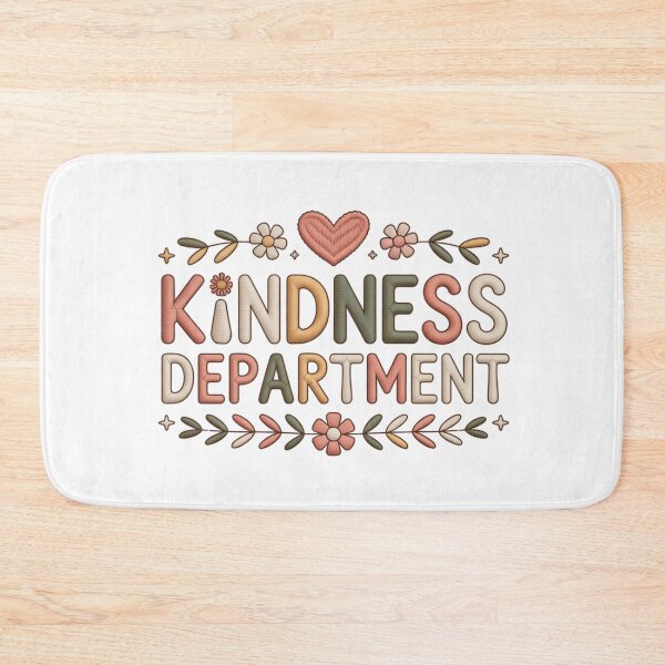Item preview, Kindness Department Embroidered Floral Patch Typography Design designed and sold by FusiTink.