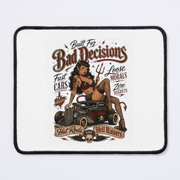 Item preview, Bad Decisions Devil Girl Hot Rod – Retro Rockabilly Pin Up designed and sold by Region.