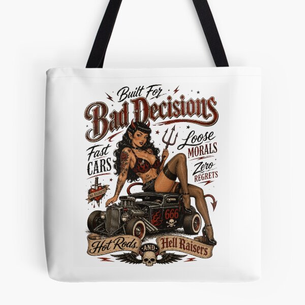Item preview, Bad Decisions Devil Girl Hot Rod – Retro Rockabilly Pin Up designed and sold by Region.