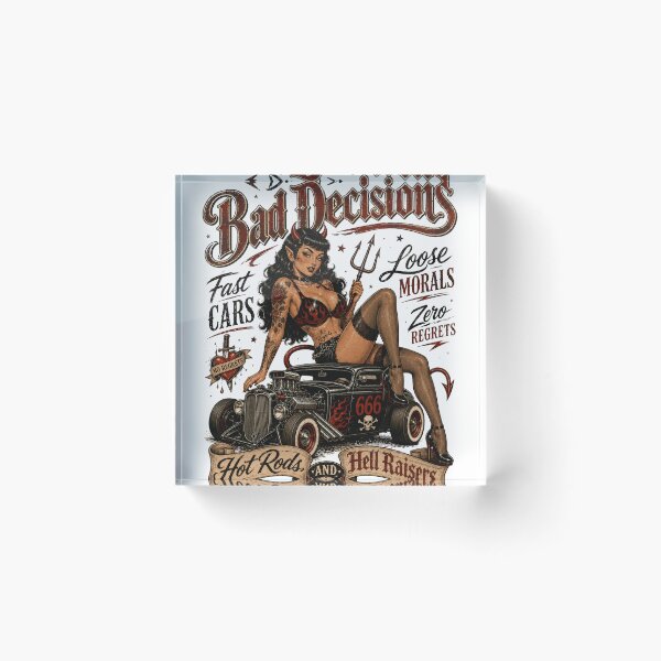Item preview, Bad Decisions Devil Girl Hot Rod – Retro Rockabilly Pin Up designed and sold by Region.