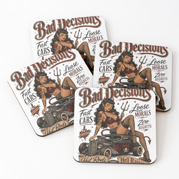 Item preview, Bad Decisions Devil Girl Hot Rod – Retro Rockabilly Pin Up designed and sold by Region.