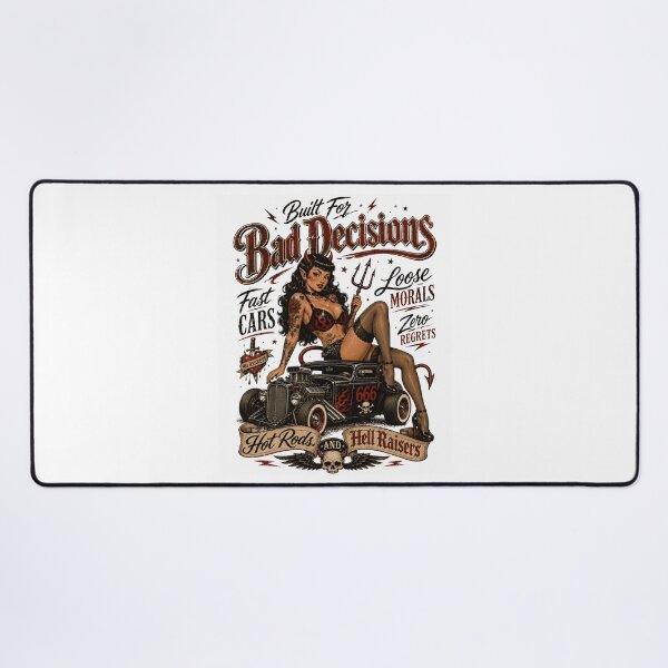 Item preview, Bad Decisions Devil Girl Hot Rod – Retro Rockabilly Pin Up designed and sold by Region.