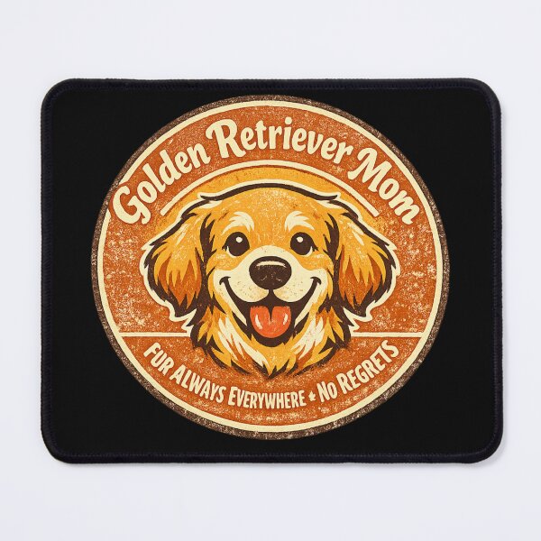 Item preview, Golden Retriever Mom Fur Always Everywhere No Regrets – Funny Vintage Badge | Golden Retriever Gift designed and sold by irfanshikh.