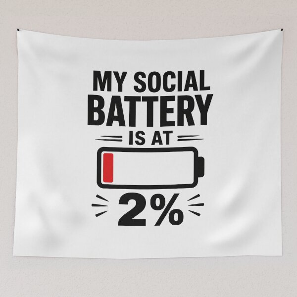 Item preview, My Social Battery Is At 2% - Funny Introvert Tee designed and sold by lexiangelus93.