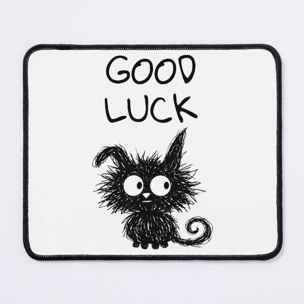 Item preview, Funny Black Cat – GOOD LUCK Mood | Doodle Cat Meme designed and sold by moodiecatshop.