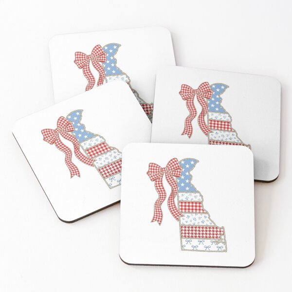 Item preview, Cute Patriotic Delaware Map with Red Gingham Bow designed and sold by Paper Drip.